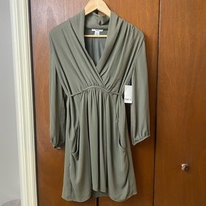 Bar III Dusty Olive 3/4 Sleeve Dress Size S